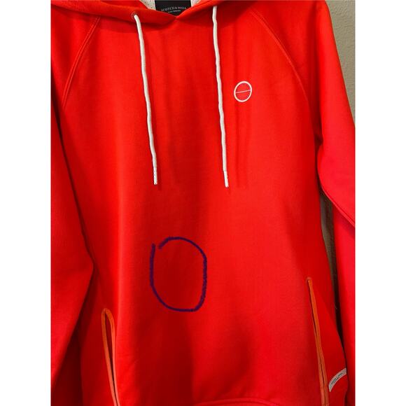Scotch & Soda Men's Fluorescent Orange Club Nomad Time Off Pull On Hoodie Medium - Picture 4 of 12